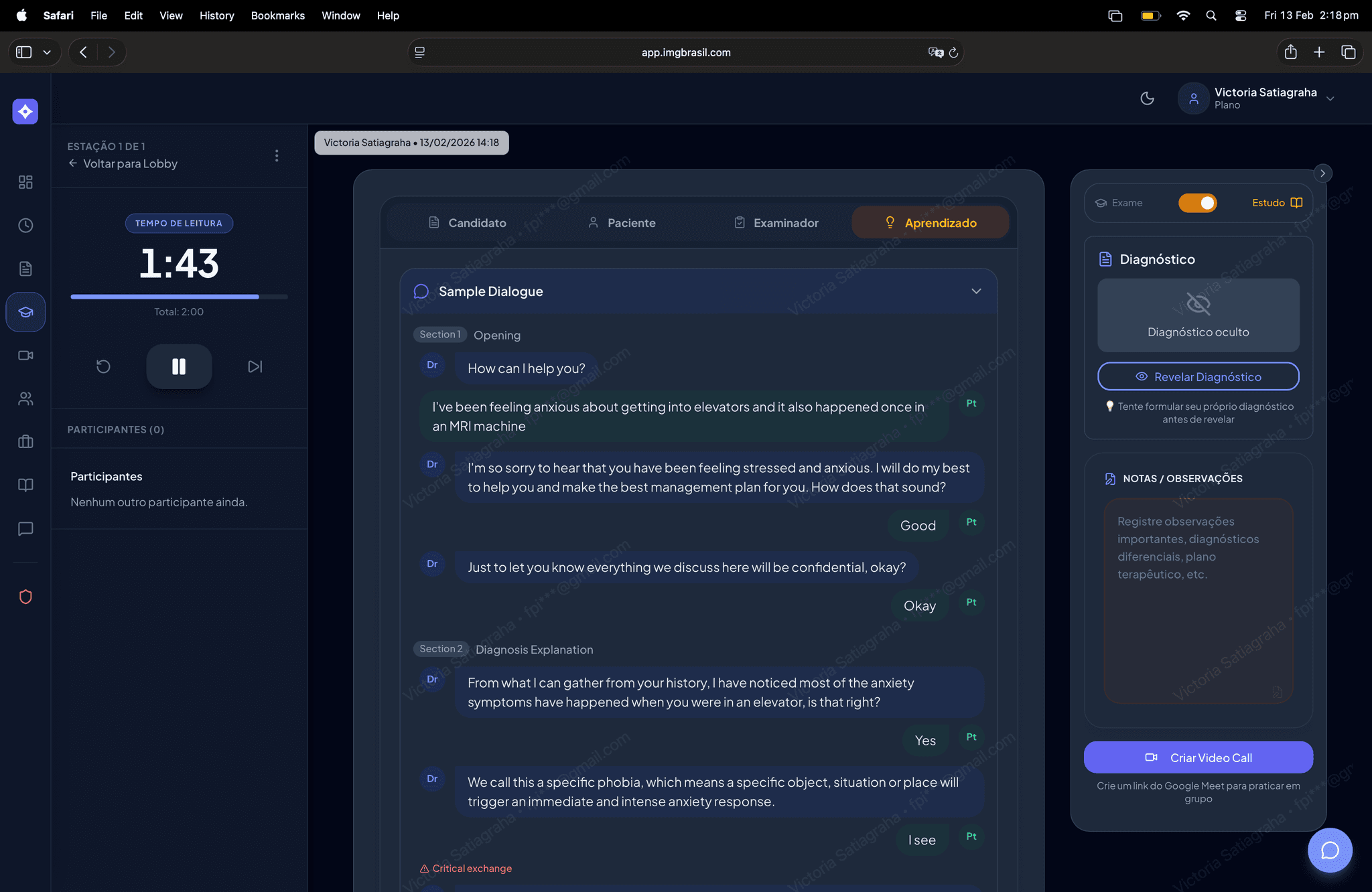 Pratique estações clínicas com diálogos reais — chegue no exame sabendo o que esperar